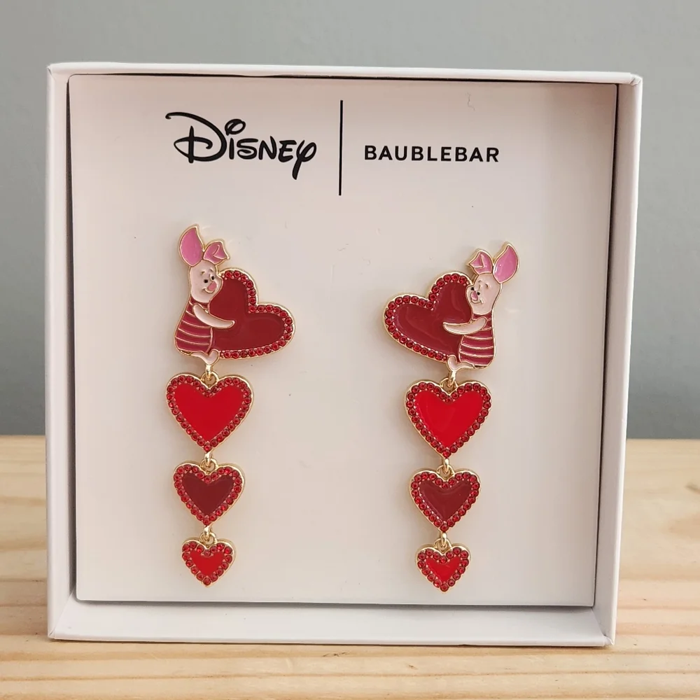 Disney Baublebar Piglet Heart Valentine's Day Earrings (NWOT)